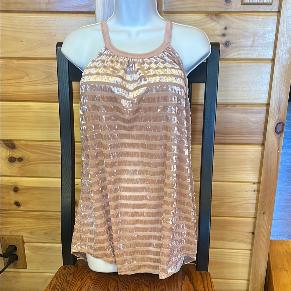 Free Kisses Light Pink Striped Halter Top Size Medium